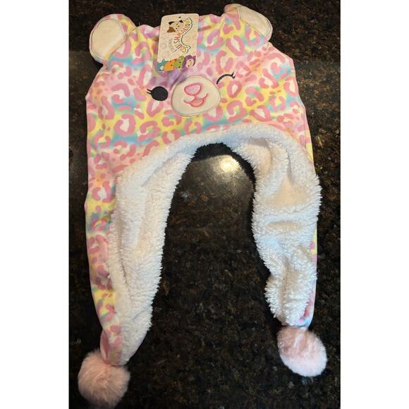 Squishmallows Michaela Hat Gloves Mitts Set Ears Pink Leopard Winter Cap NWT - Picture 5 of 12
